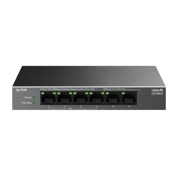 TP-link 6-Port 10/100Mbps Desktop Switch with 4-Port PoE+ LS106LP